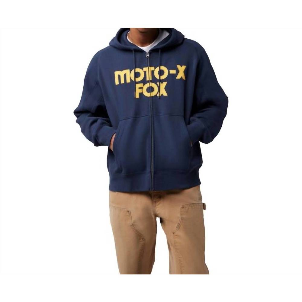 NEW FOX HEAD INC. moto-x oversized zip hoodie in 329-midnight blue
